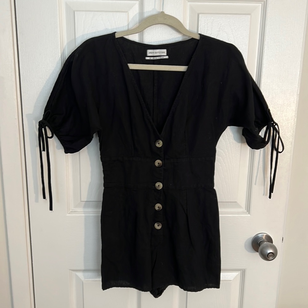 Urban Outfitters Black Linen Romper (US S)